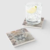 Cougar, berlion, Florida panther, Puma 2 Stenen Onderzetter (Zijkant)