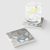 Cougar, berlion, Florida panther, Puma Stenen Onderzetter (Zijkant)