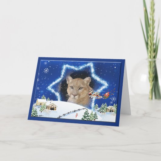 Cougar Christmas Greeting Card Feestdagen Kaart (Voorkant)