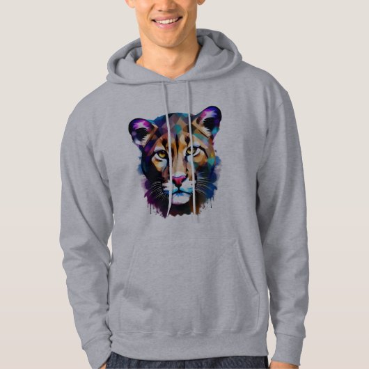 Cougar Color Splash Abstracte kunst, Hoodie (Voorkant)