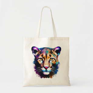 Cougar Color Splash Abstracte kunst, Tote Bag