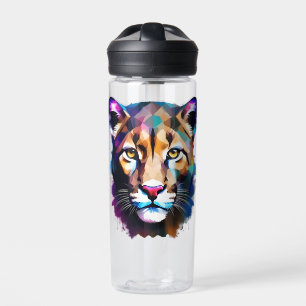 Cougar Color Splash Abstracte kunst, Waterfles