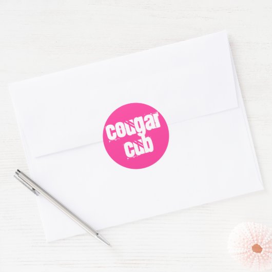 Cougar Cub Ronde Sticker (Envelop)