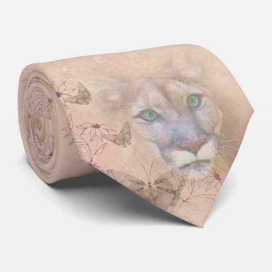 Cougar en Butterflies Stropdas (Opgerold)