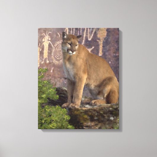Cougar en Pictografen Canvas Afdruk (Voorkant)