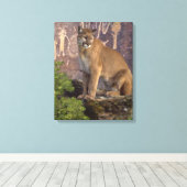 Cougar en Pictografen Canvas Afdruk (Insitu (Houten vloer))