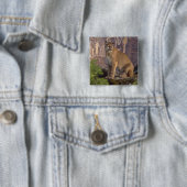 Cougar en Pictografen Vierkante Button 5,1 Cm (In situ)