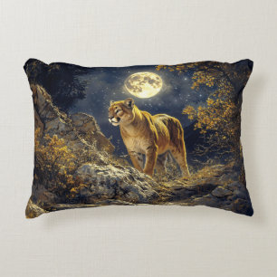 Cougar in de Moonlight Wildlife Art Accent Kussen