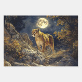 Cougar in de Moonlight Wildlife Art Decoupage Inpakpapier Vel (Voorkant 2)