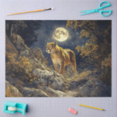 Cougar in de Moonlight Wildlife Art Decoupage Tissuepapier (Craft)