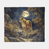 Cougar in de Moonlight Wildlife Art Fleece Deken (Voorkant (Horizontaal))