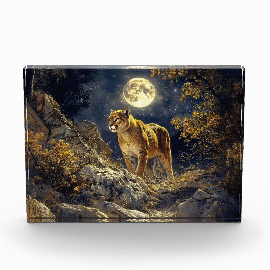 Cougar in de Moonlight Wildlife Art Fotoblokken (Voorkant)