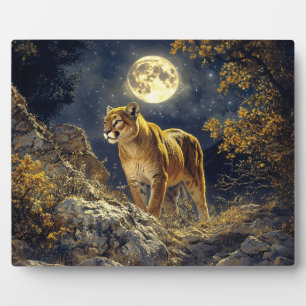 Cougar in de Moonlight Wildlife Art Fotoplaat