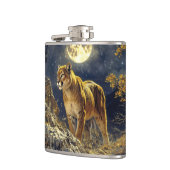 Cougar in de Moonlight Wildlife Art Heupfles (Links)