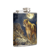 Cougar in de Moonlight Wildlife Art Heupfles (Rechts)
