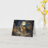 Cougar in de Moonlight Wildlife Art Kaart (Gele Bloem)