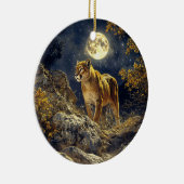 Cougar in de Moonlight Wildlife Art Keramisch Ornament (Rechts)