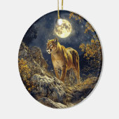 Cougar in de Moonlight Wildlife Art Keramisch Ornament (Links)