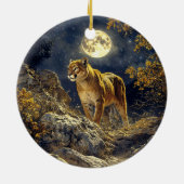 Cougar in de Moonlight Wildlife Art Keramisch Ornament (Achterkant)