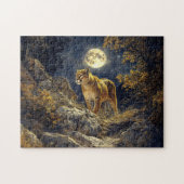 Cougar in de Moonlight Wildlife Art Legpuzzel (Horizontaal)