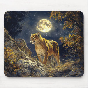 Cougar in de Moonlight Wildlife Art Muismat