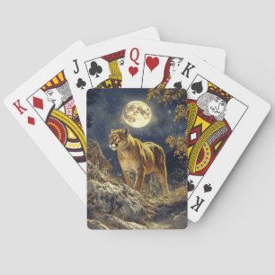 Cougar in de Moonlight Wildlife Art Pokerkaarten
