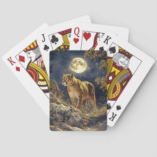 Cougar in de Moonlight Wildlife Art Pokerkaarten (Achterkant)