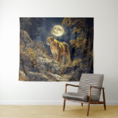 Cougar in de Moonlight Wildlife Art Wandkleed (In Situ (horizontaal))
