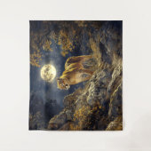 Cougar in de Moonlight Wildlife Art Wandkleed (Voorkant)