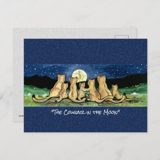 Cougar in het Briefkaart van de Moon Whimsical Wat (Voorkant / Achterkant)