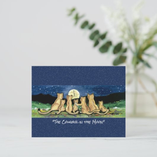 Cougar in het Briefkaart van de Moon Whimsical Wat (Staand voorkant)