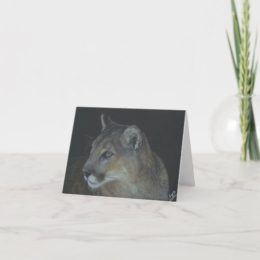Cougar in zwart, 4" x 5,6" gevouwen Note Kaart (Voorkant)