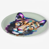 Cougar Kleur Spetter Abstracte Kunst, Papieren Bordje (Gekanteld)