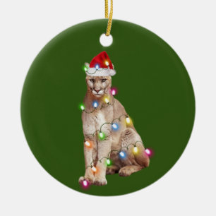 cougar met Petten kerstmis Keramisch Ornament