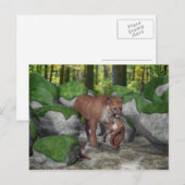 Cougar Moeder die een sneeuwkrab draagt Briefkaart (Voorkant / Achterkant)