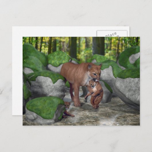 Cougar Moeder die een sneeuwkrab draagt Briefkaart (Voorkant / Achterkant)