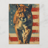 Cougar Mountain lion Amerikaanse vlag  Briefkaart (Voorkant)