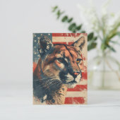 Cougar Mountain lion Amerikaanse vlag  Briefkaart (Staand voorkant)