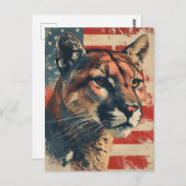 Cougar Mountain lion Amerikaanse vlag  Briefkaart (Voorkant / Achterkant)