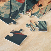 Cougar Mountain Lion Amerikaanse vlag  Legpuzzel (Zijkant)