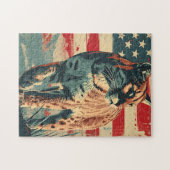 Cougar Mountain Lion Amerikaanse vlag  Legpuzzel (Horizontaal)