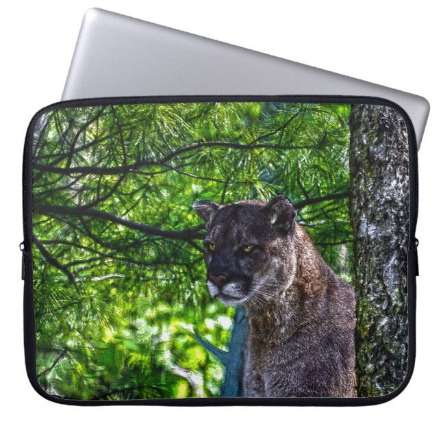 Cougar Mountain Lion Big Cat Art Design 6 Laptop Sleeve (Voorkant)