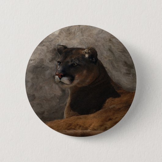 Cougar Mountain Lion Big Cat Art-ontwerp Ronde Button 5,7 Cm (Voorkant)