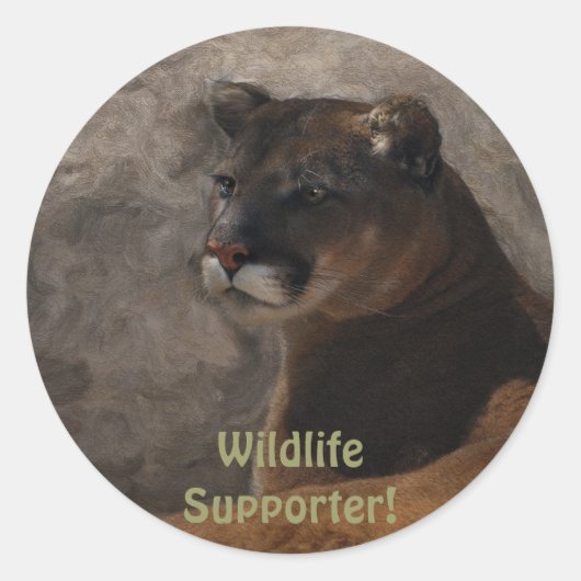 Cougar Mountain Lion Big Cat Art-ontwerp Ronde Sticker (Voorkant)