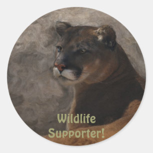 Cougar Mountain Lion Big Cat Art-ontwerp Ronde Sticker