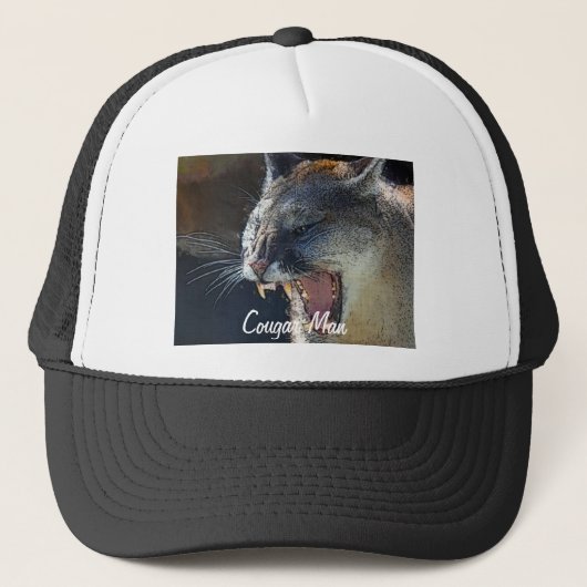 Cougar Mountain Lion Big Cat Art Trucker Pet (Voorkant)