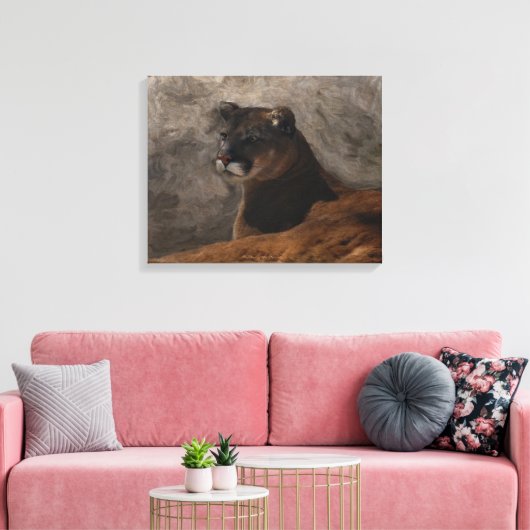 Cougar Mountain Lion Big Cat Painting Canvas Afdruk (Insitu (Woonkamer))