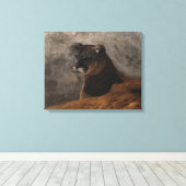 Cougar Mountain Lion Big Cat Painting Canvas Afdruk (Insitu (Houten vloer))