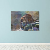 Cougar Mountain Lion grote kat schilderij 5 Canvas Afdruk (Insitu (Houten vloer))