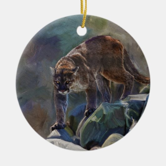 Cougar Mountain Lion grote kat schilderij 5 Keramisch Ornament (Voorkant)